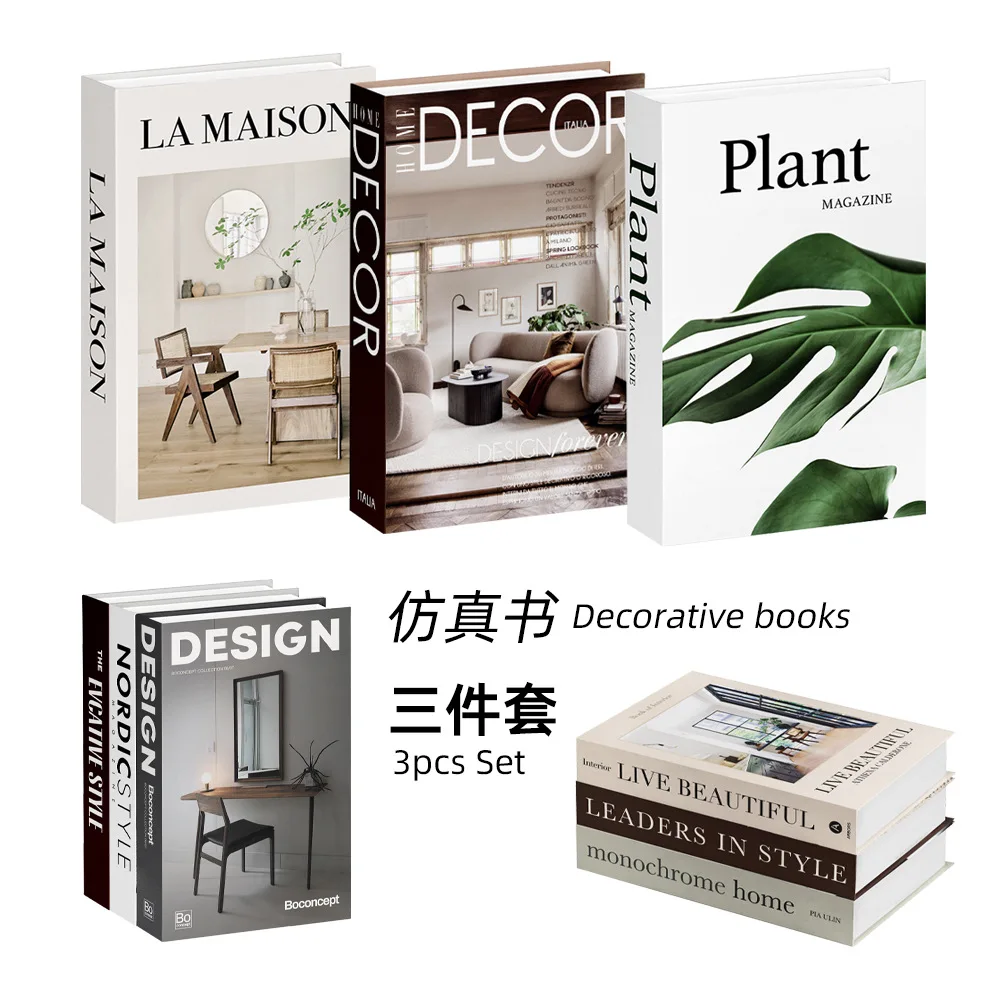 Interior Design Book - Set di 3 Libri Decorativi di