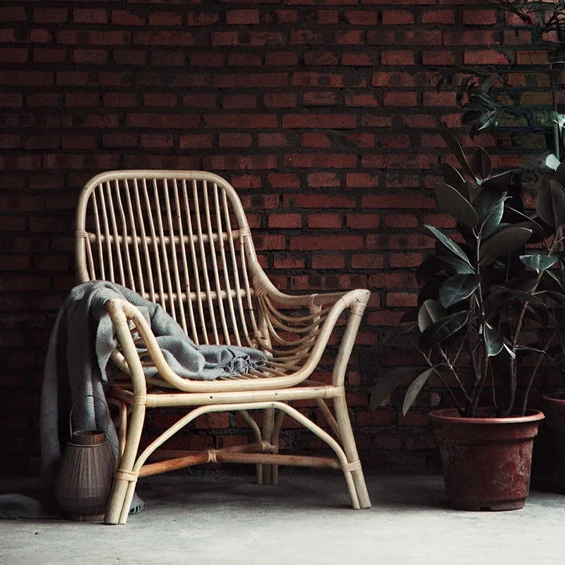Interior Design Japanese - Poltrona in Rattan Naturale Stile Nordico,