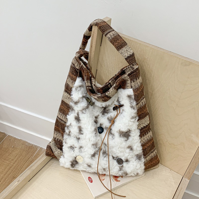 Interior Design Japanese - Tote casual con cerniera scozzese patchwork
