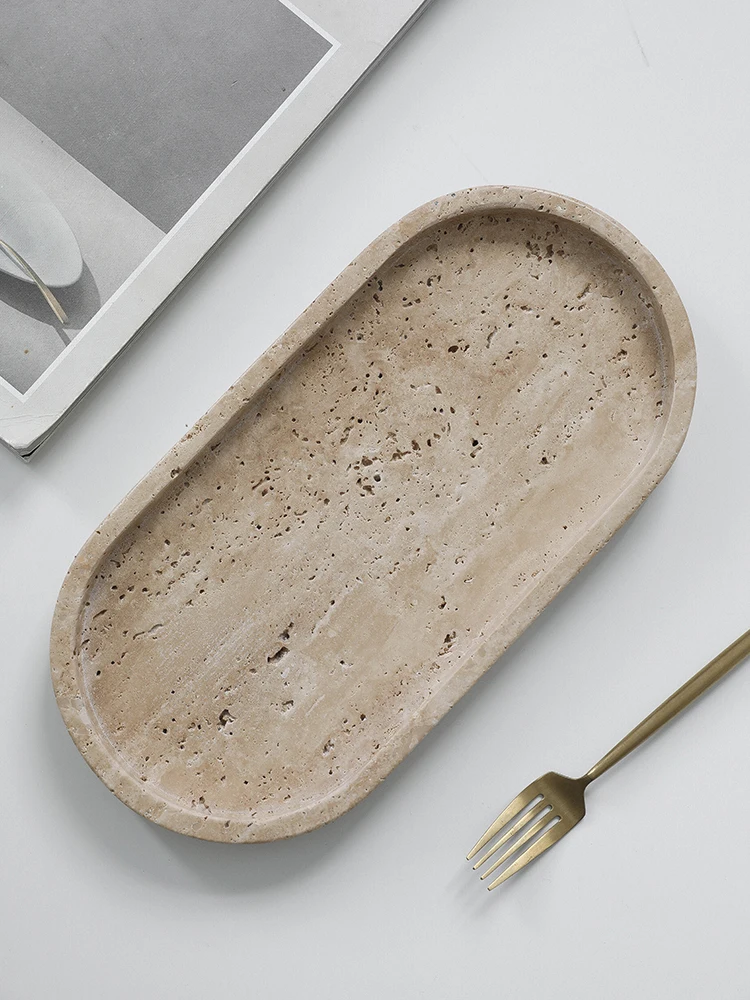 Vassoio in marmo minimalista p - Travertine Tray Oval recensione e prezzo