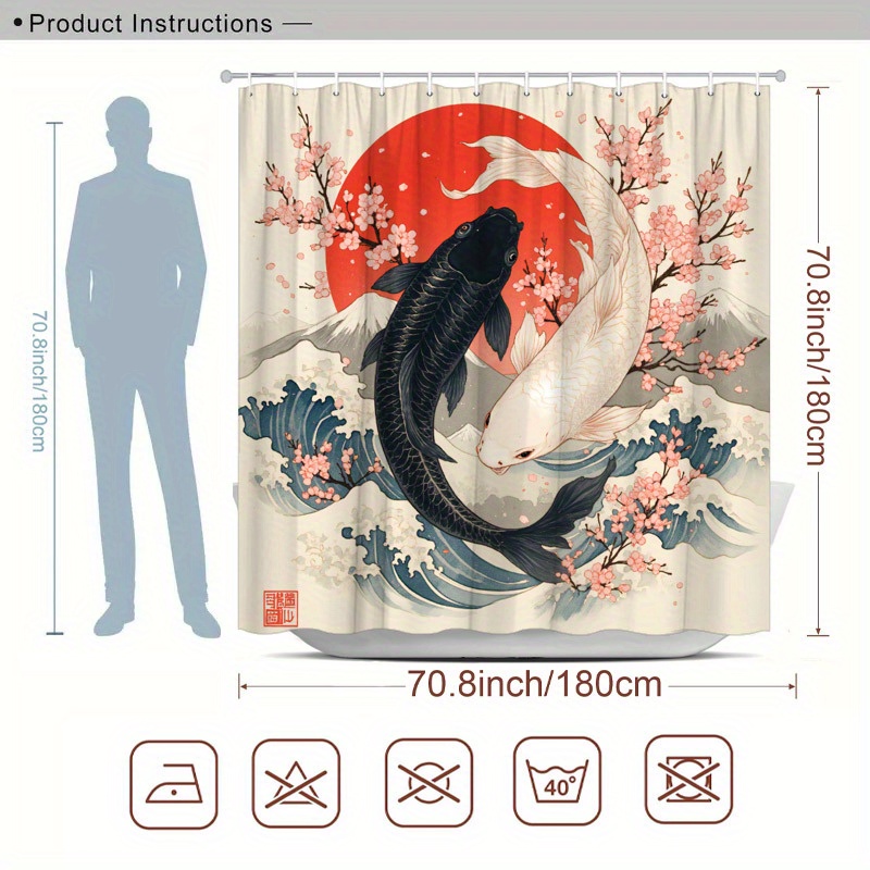 Tenda da doccia con motivo Koi - Interior Design Japanese recensione e prezzo